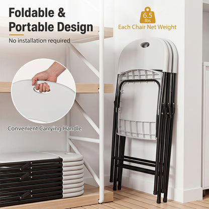 Foldable Plastic Dining Chairs Set of 4 with Ergonomic Backrest