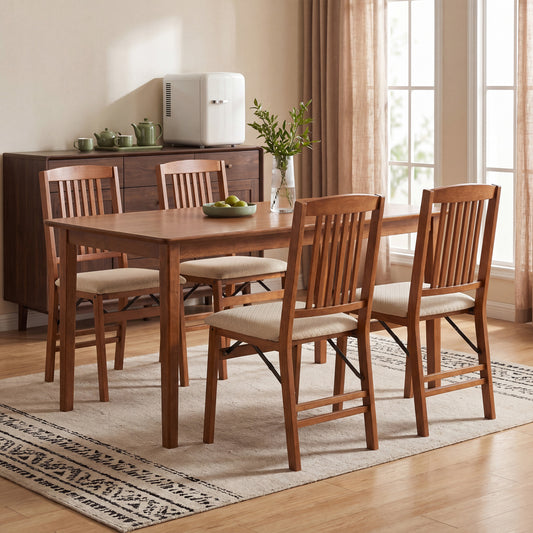 Set of 4 Foldable Upholstered Kitchen Chairs with Padded Seat