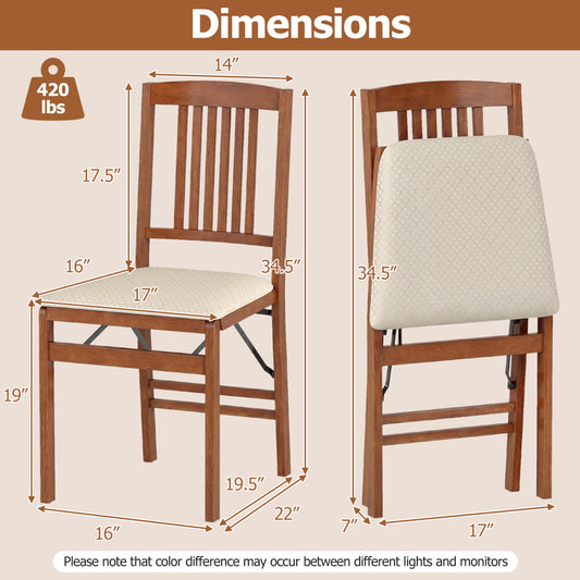 Set of 4 Foldable Upholstered Kitchen Chairs with Padded Seat