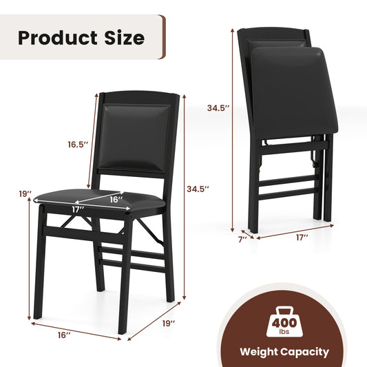 Set of 4 Folding Dining Chairs with Padded Seat and High Backrest