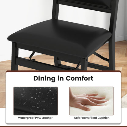 Set of 4 Folding Dining Chairs with Padded Seat and High Backrest