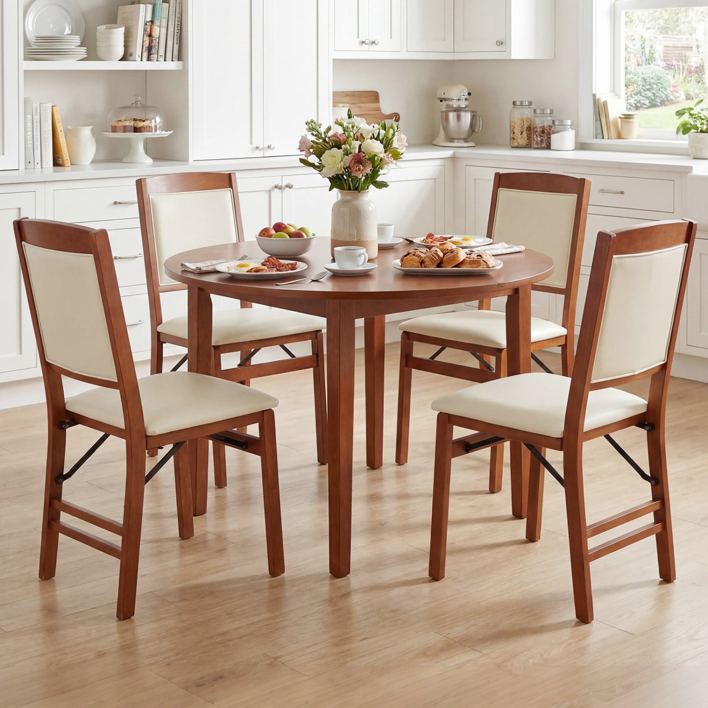 Set of 4 Folding Dining Chairs with Padded Seat and High Backrest
