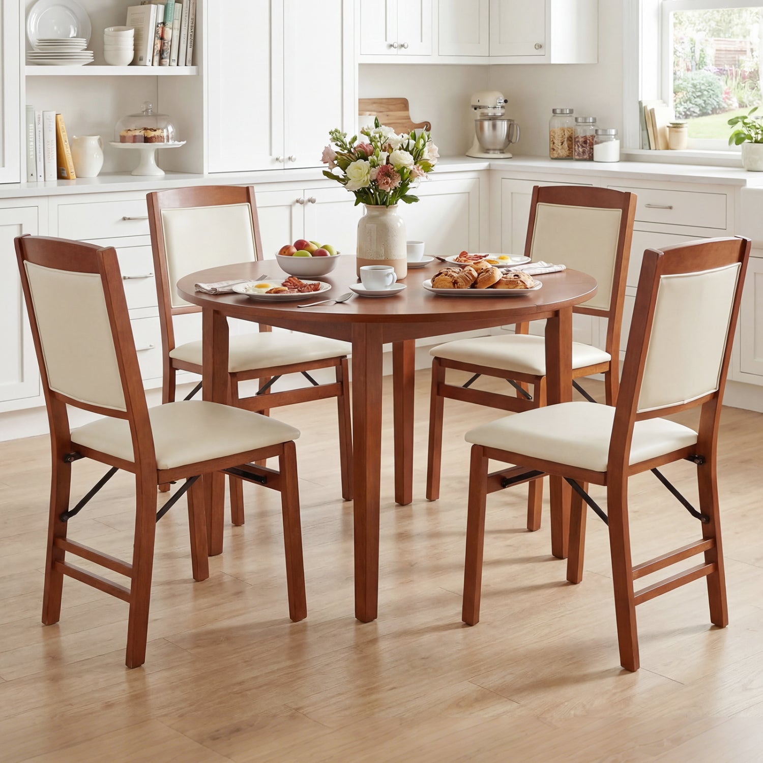 Set of 4 Folding Dining Chairs with Padded Seat and High Backrest