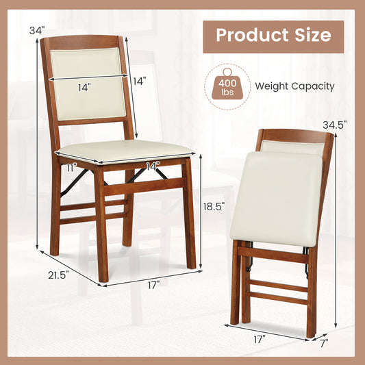 Set of 4 Folding Dining Chairs with Padded Seat and High Backrest