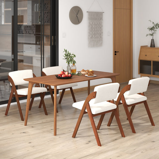 Set of 4 Folding Kitchen Dining Chairs with Rubber Wood Legs