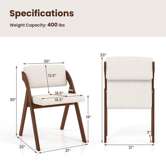 Set of 4 Folding Kitchen Dining Chairs with Rubber Wood Legs