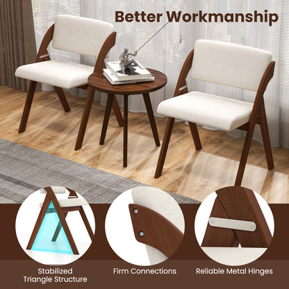 Set of 4 Folding Kitchen Dining Chairs with Rubber Wood Legs