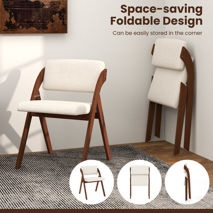 Set of 4 Folding Kitchen Dining Chairs with Rubber Wood Legs