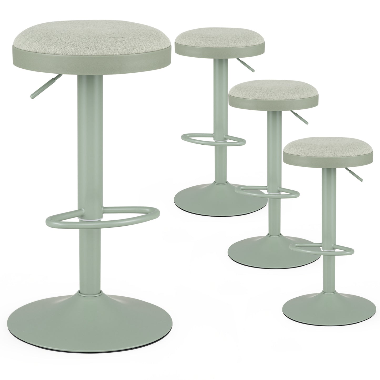 Adjustable Swivel Bar Stools Set of 4 with Padded Seats