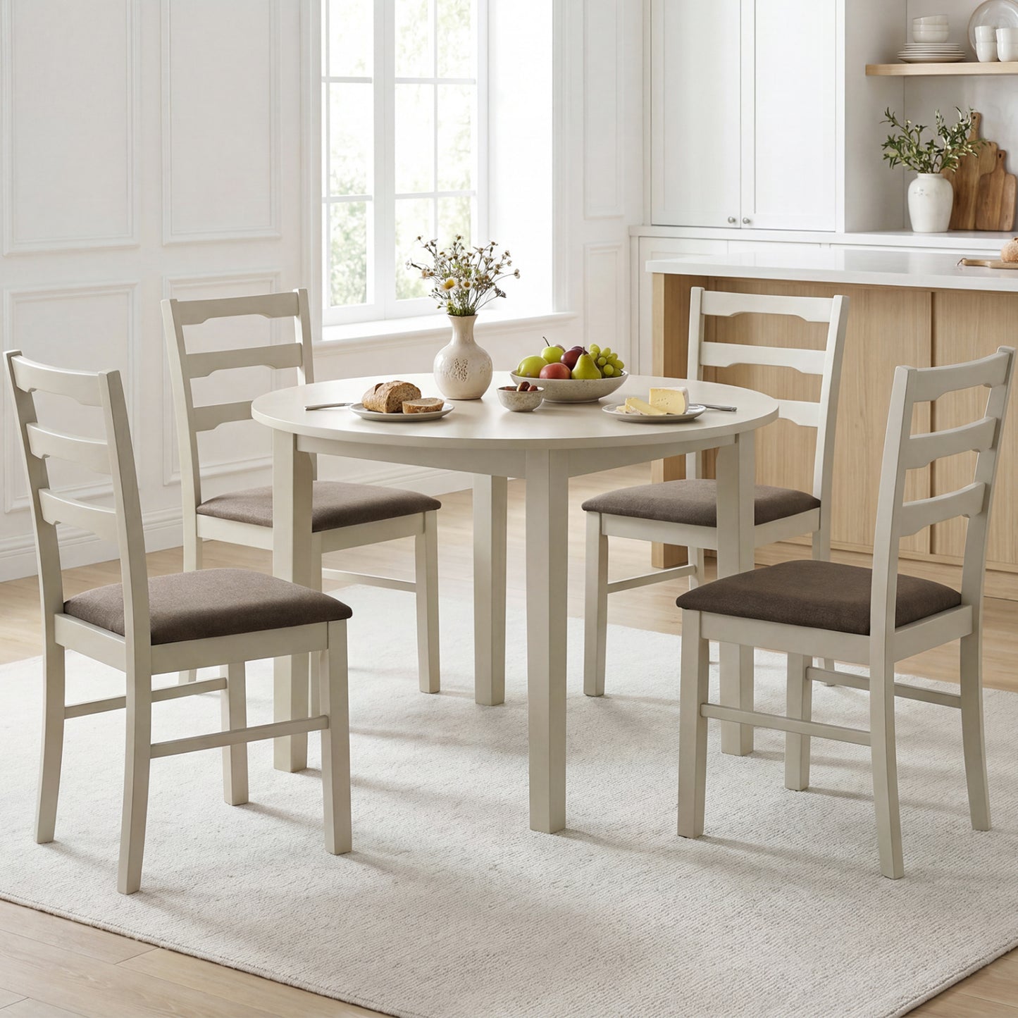 Upholstered Dining Chairs Set of 4 with Wood Frame