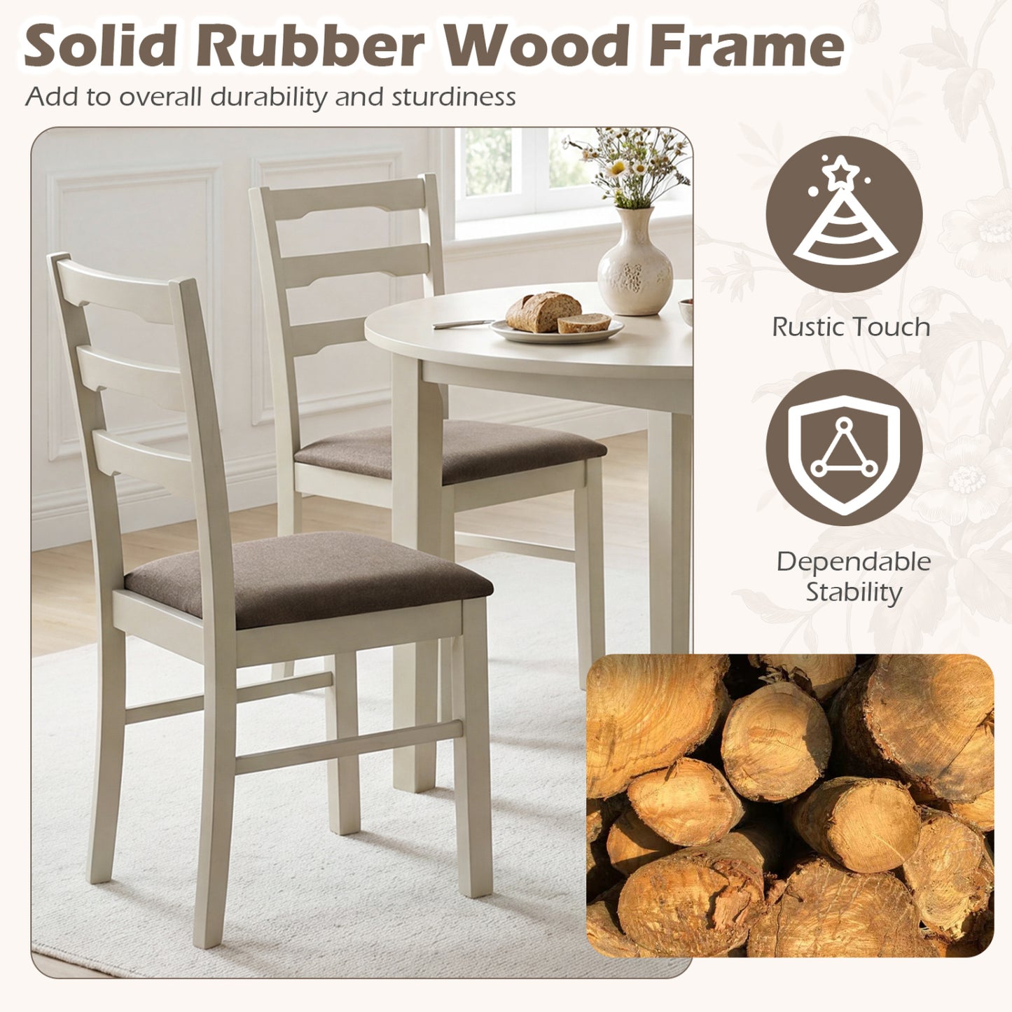 Upholstered Dining Chairs Set of 4 with Wood Frame