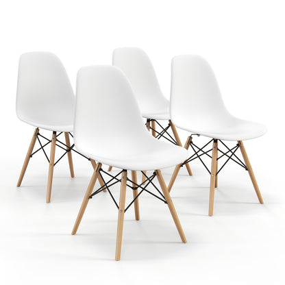 4 Pieces Modern Armless Dining Chair Set with Wood Legs