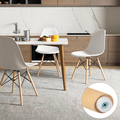 4 Pieces Modern Armless Dining Chair Set with Wood Legs