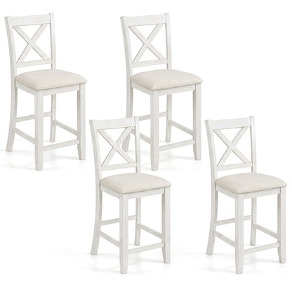 Counter Height Bar Stools Set of 4 with Footrest - White