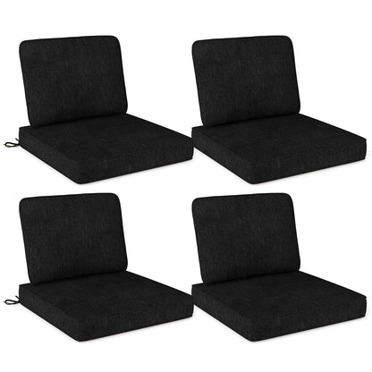 Set of 4 Outdoor Patio Cushion Set with Removable Covers-Black - Black