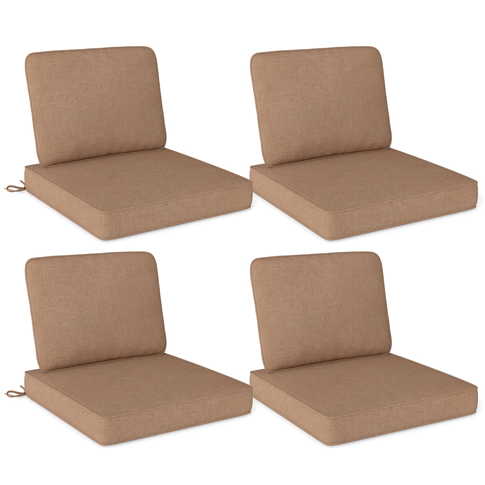 Set of 4 Outdoor Patio Cushion Set with Removable Covers-Black - Brown