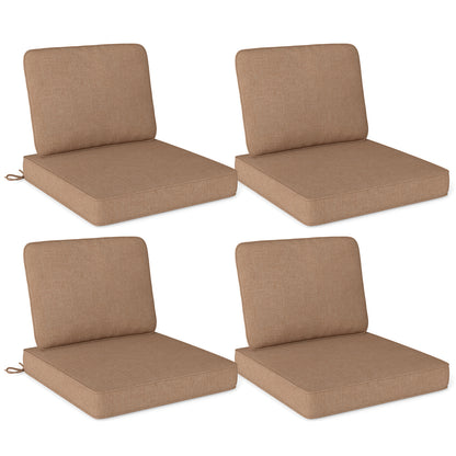 Set of 4 Outdoor Patio Cushion Set with Removable Covers-Black - Brown