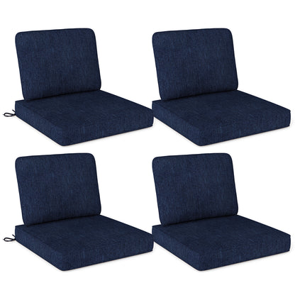 Set of 4 Outdoor Patio Cushion Set with Removable Covers-Black - Navy