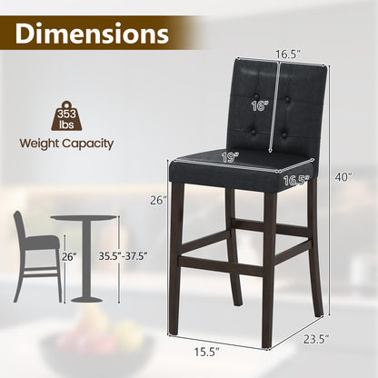 Set of 4 PVC Dining Leather Bar Stools with Solid Wood Legs-24 icnh