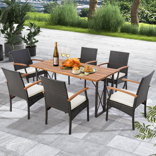 Patio Wicker Chair Set of 2/4 with Soft Zippered Cushion-Set of 4