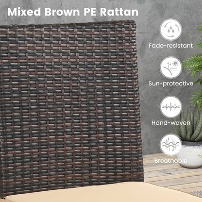 Patio Rattan Dining Chairs Set of 4 with Cushions