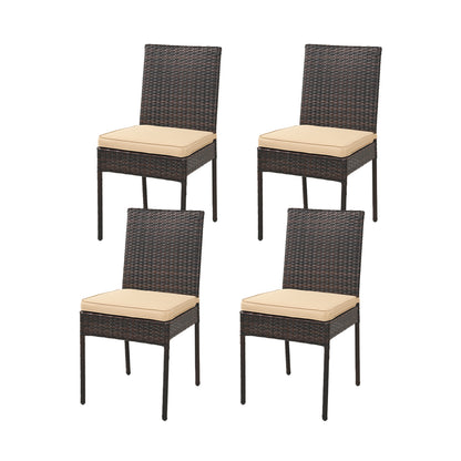 Patio Rattan Dining Chairs Set of 4 with Cushions