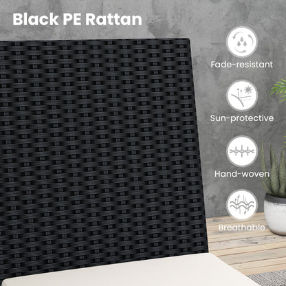 Set of 4 Patio Rattan Wicker Dining Chairs Set with Soft Cushions-Black