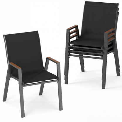 Stackable Patio Dining Chairs Set of 4 with High Backs