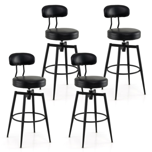 Set of 4 Swivel Barstools Faux Leather with Upholstered Seat and Back