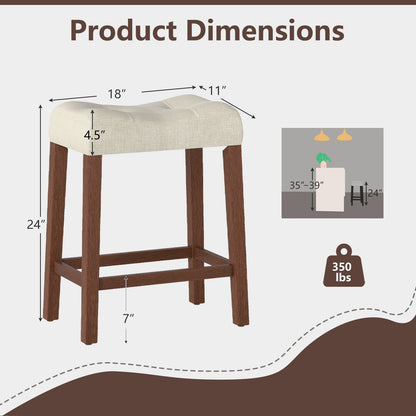 Set of 4 Upholstered Counter Height Bar Stool with Curved Saddle-Seat-Brown - Brown