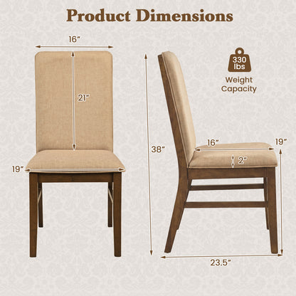 Set of 4 Upholstered Dining Chairs with Solid Rubber Wood Legs