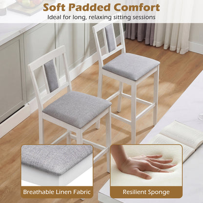 Set of 4 Upholstered Barstool 29.5 Inch Bar Height with Solid Rubber Wood Frame