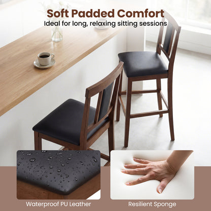 Set of 4 Upholstered Barstool 29.5 Inch Bar Height with Solid Rubber Wood Frame