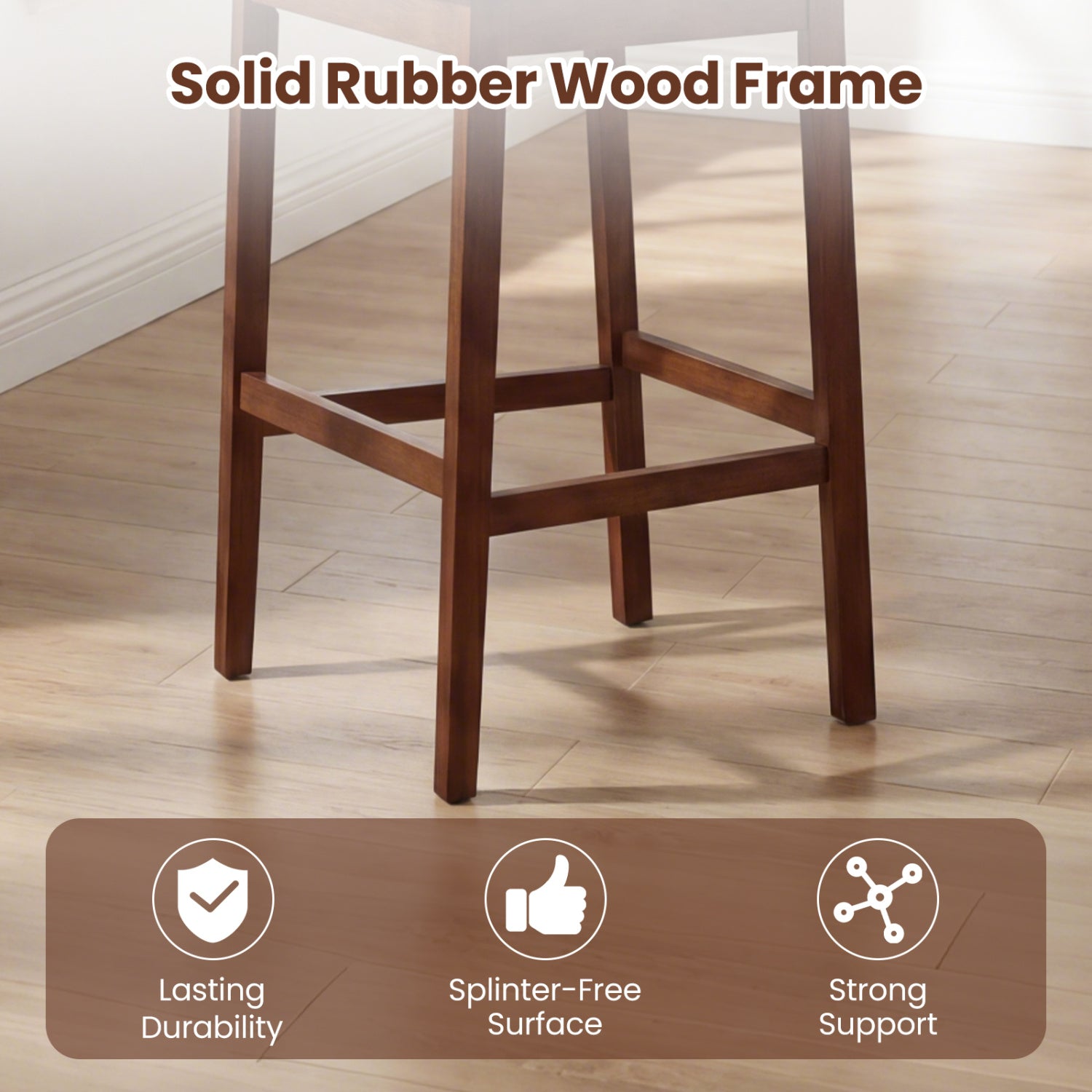 Set of 4 Upholstered Barstool 29.5 Inch Bar Height with Solid Rubber Wood Frame