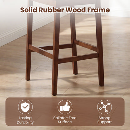 Set of 4 Upholstered Barstool 29.5 Inch Bar Height with Solid Rubber Wood Frame