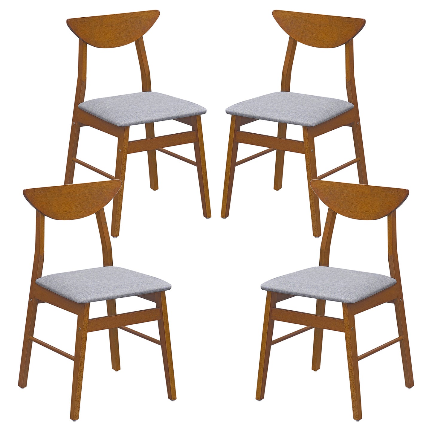 Upholstered Dining Chairs Set of 4 with Curved Backrest