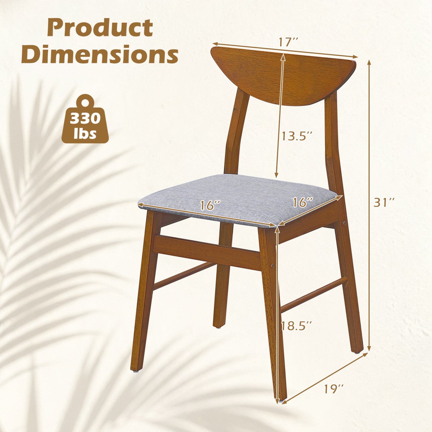 Upholstered Dining Chairs Set of 4 with Curved Backrest