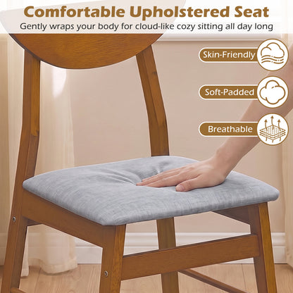 Upholstered Dining Chairs Set of 4 with Curved Backrest