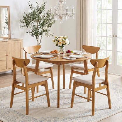 Upholstered Dining Chairs Set of 4 with Curved Backrest