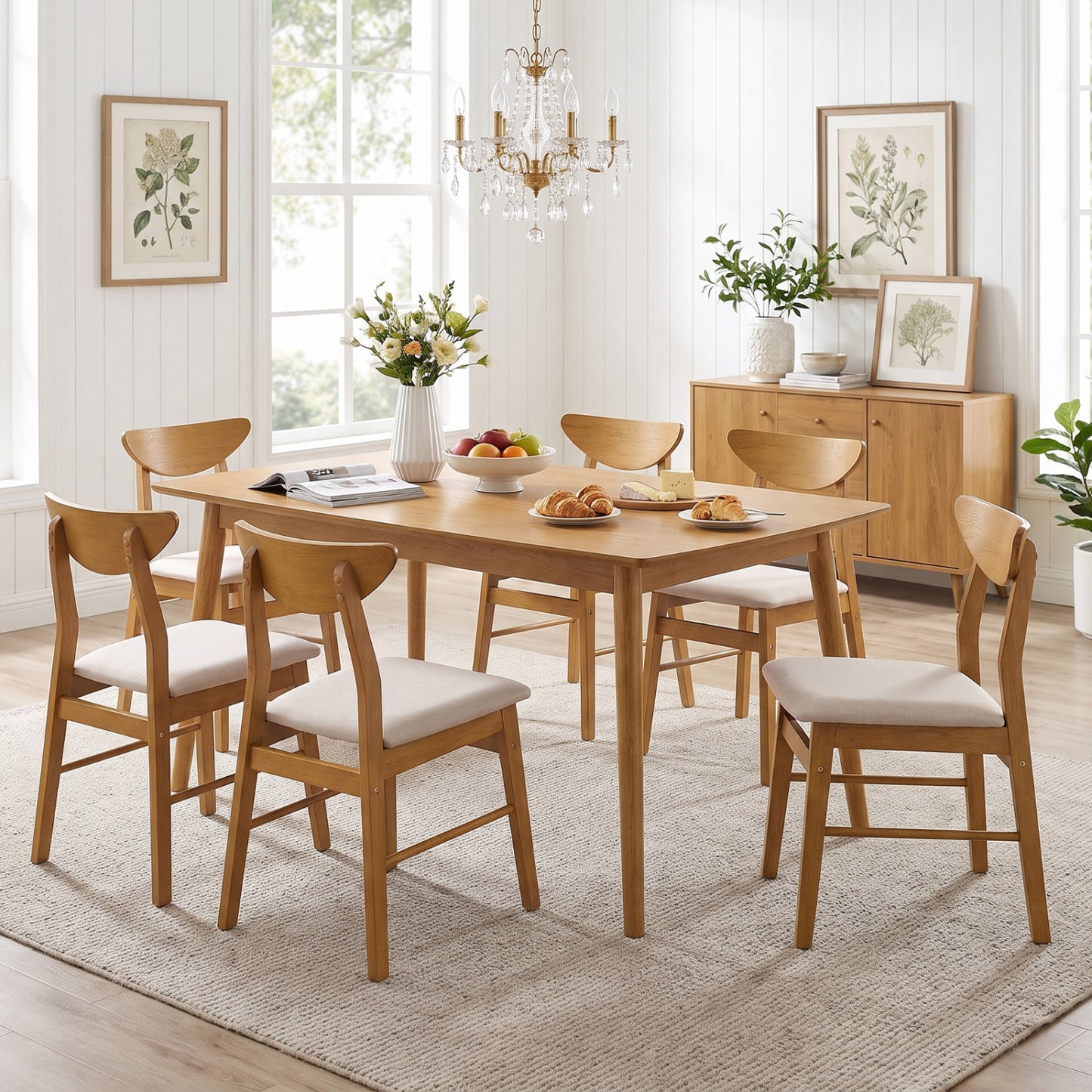 Upholstered Dining Chairs Set of 4 with Curved Backrest