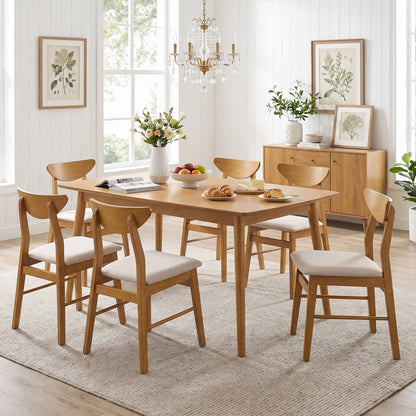 Upholstered Dining Chairs Set of 4 with Curved Backrest