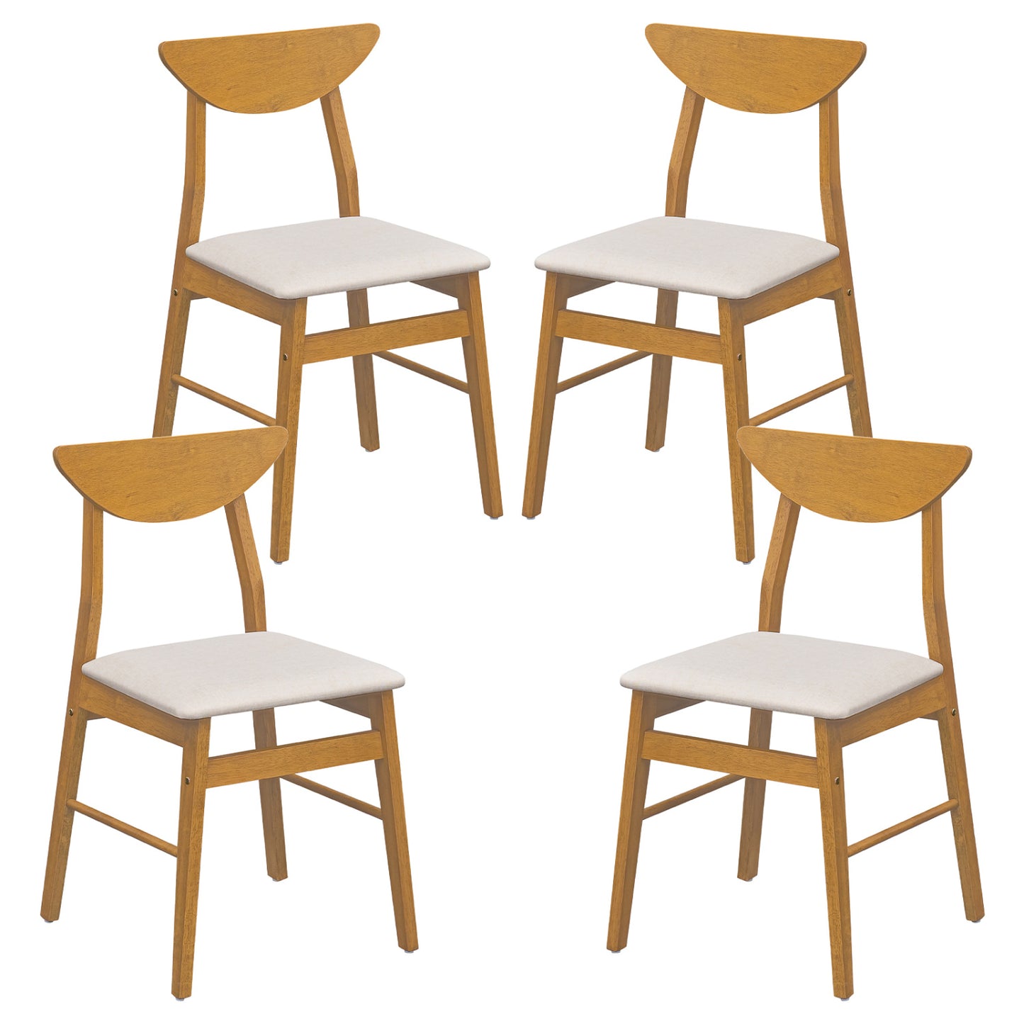 Upholstered Dining Chairs Set of 4 with Curved Backrest