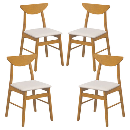 Upholstered Dining Chairs Set of 4 with Curved Backrest