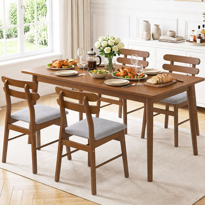 Upholstered Dining Chairs Set of 4 with Solid Wood Legs
