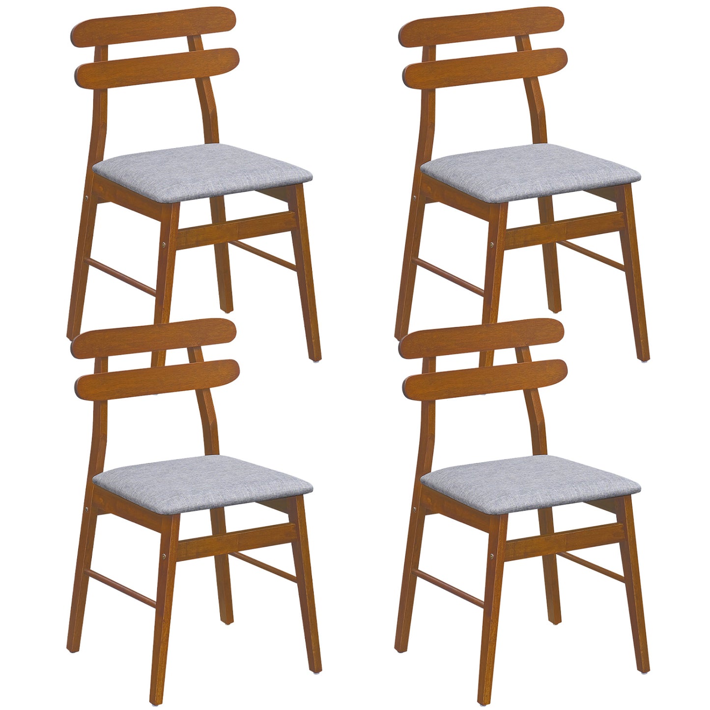 Upholstered Dining Chairs Set of 4 with Solid Wood Legs