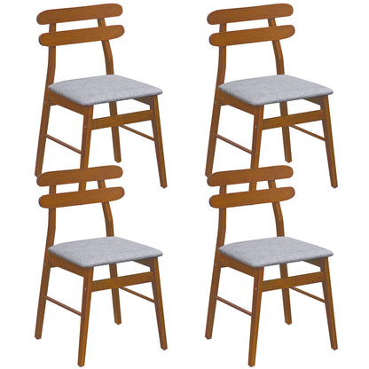 Upholstered Dining Chairs Set of 4 with Solid Wood Legs