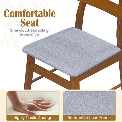 Upholstered Dining Chairs Set of 4 with Solid Wood Legs