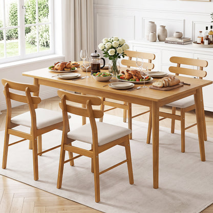 Upholstered Dining Chairs Set of 4 with Solid Wood Legs