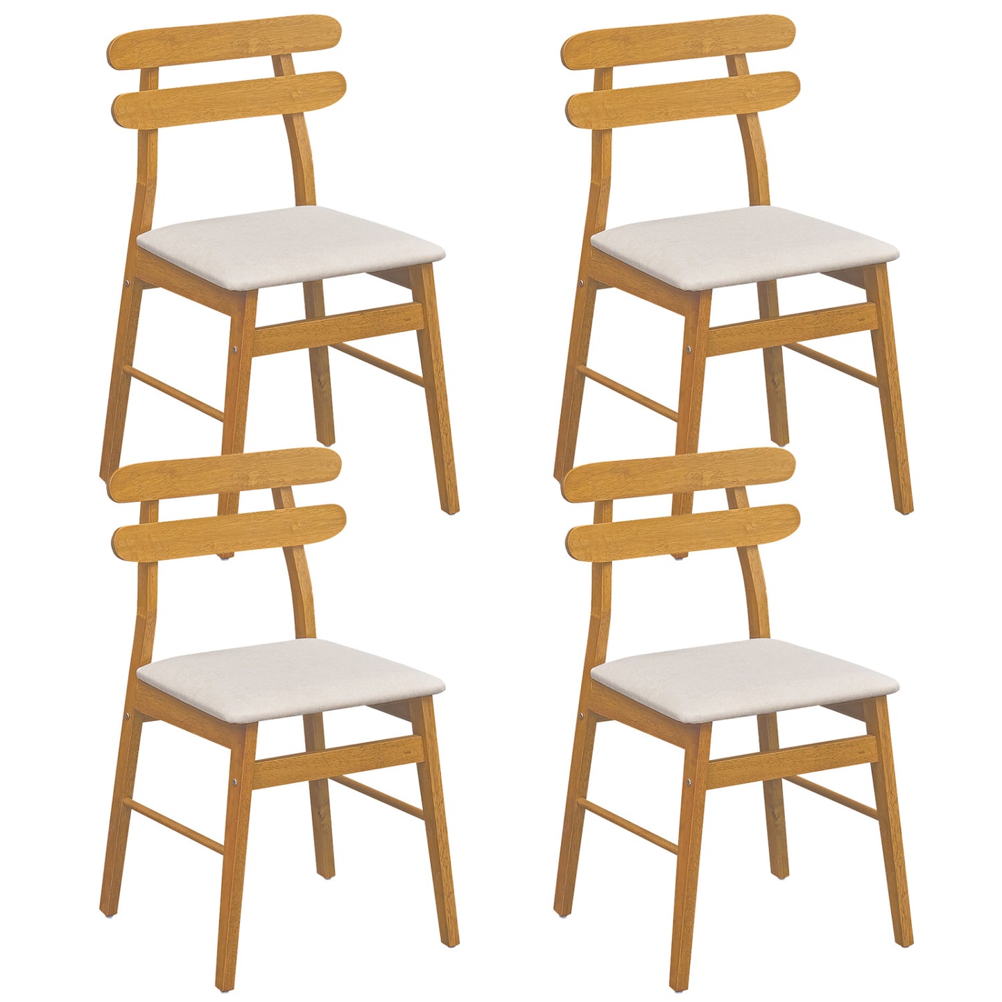 Upholstered Dining Chairs Set of 4 with Solid Wood Legs