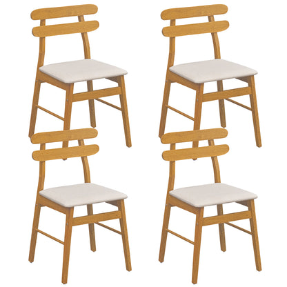 Upholstered Dining Chairs Set of 4 with Solid Wood Legs